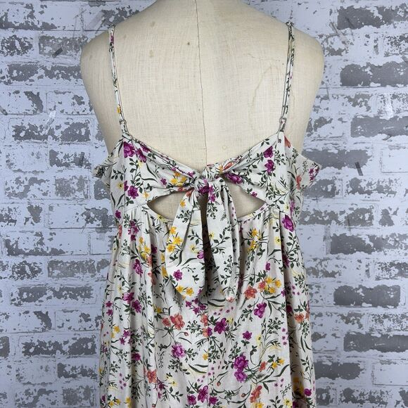 Chelsea & Violet Sz XL Halter Top Midi Dress Linen Blend Ruffle Hem Tropical NWT - Picture 5 of 14